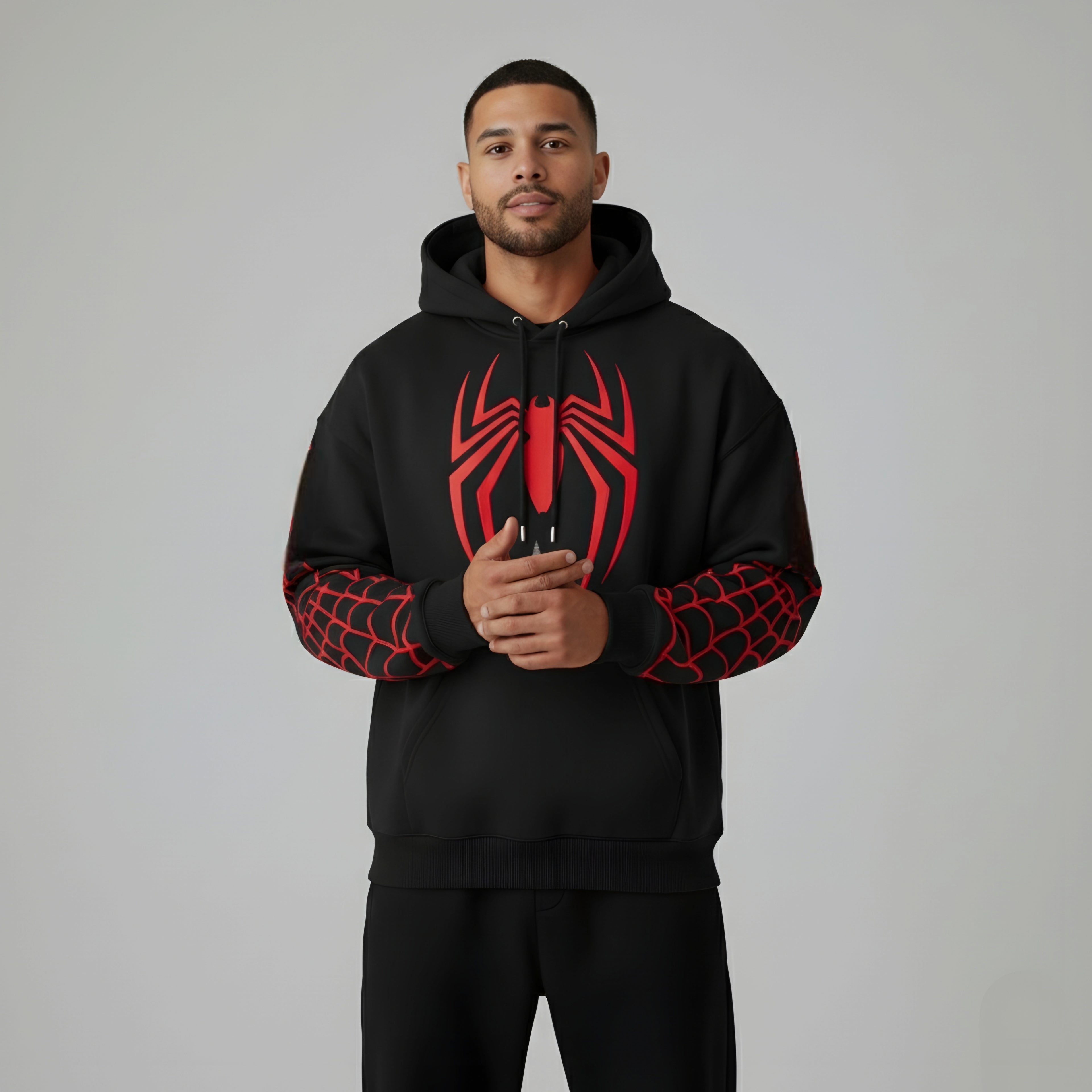 Spider-Man Heavyweight Black Hoodie – 400 GSM Premium Streetwear Edition