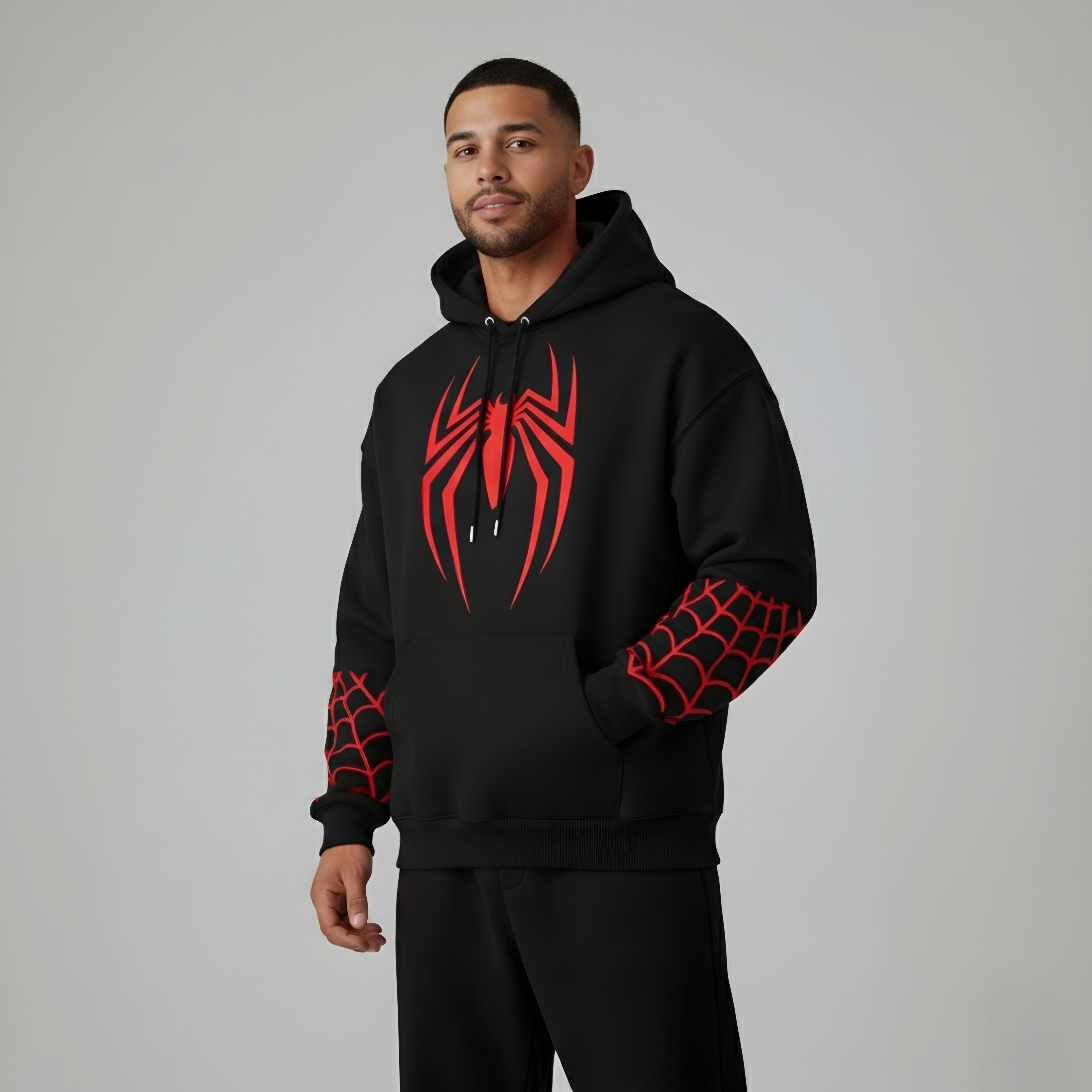 Spider-Man Heavyweight Black Hoodie – 400 GSM Premium Streetwear Edition
