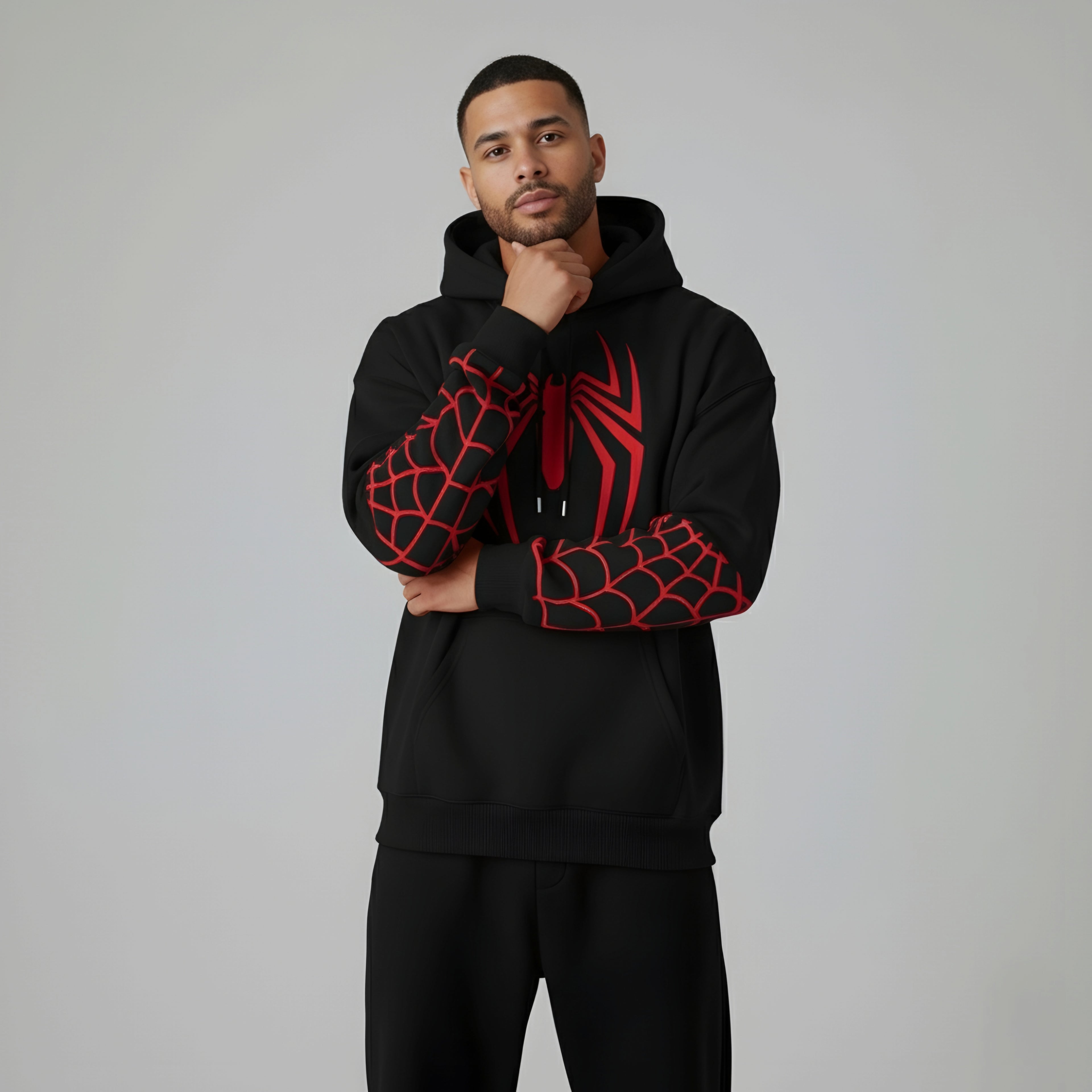 Spider-Man Heavyweight Black Hoodie – 400 GSM Premium Streetwear Edition