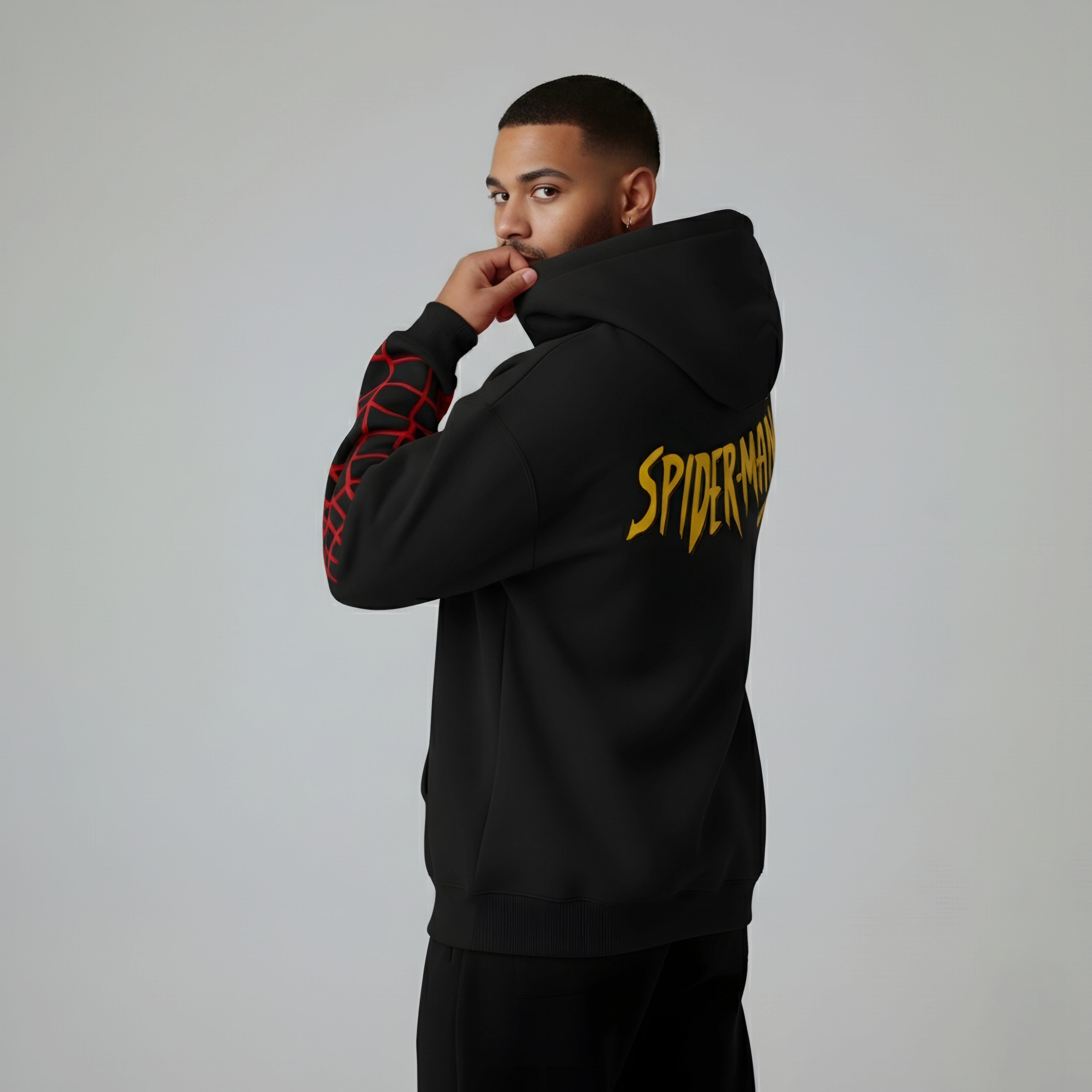 Spider-Man Heavyweight Black Hoodie – 400 GSM Premium Streetwear Edition